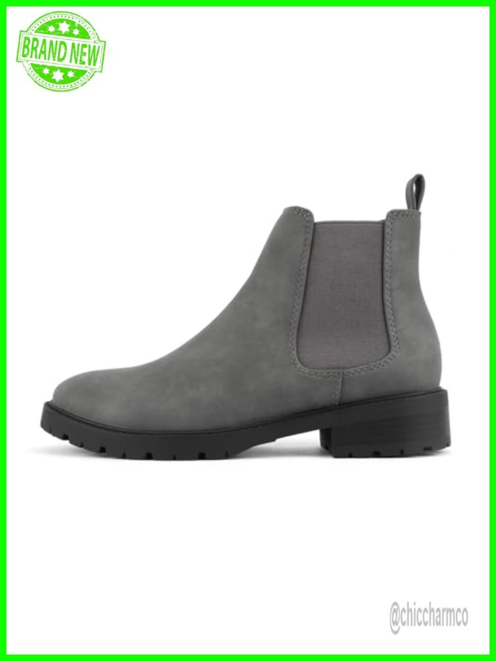 Women's Chelsea Ankle Bootie Round Toe Block Heel Elastic Gore Pull On